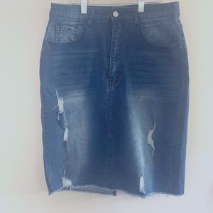 Distressed Jean SHEIN Skirt